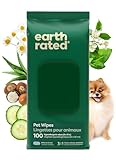 Earth Rated Pet Wipes for Dogs and Cats, Hypoallergenic, 3-in-1 Cleaning, Deodorizing and Hydrating, for Grooming Paws, Body and Butt, New White Tea and Basil Scent, 100 Count