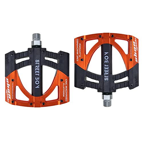 Mtb Pedals Mountain Bike Pedals Aluminum Alloy Bike Flat Platform Pedals Professional Personalise Non-Slip Sealed 3 Bearing For Road Mountain Bmx Bike, Orange #TOP2