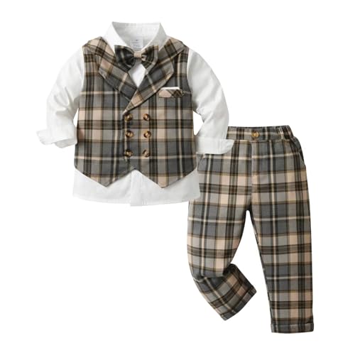 PureMilk Toddler Boy's Fake Vest Gentleman Outfits Suit 3 Piece Clothes Sets 6M-4 Years