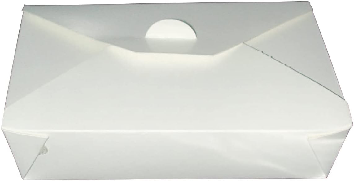 PacknWood 210BIO2- White Meal Box -Biodegradable Paper Meal Prep Containers,food boxes,cardboard food containers,chinese take out boxes, 36 oz,Base:7.75 x 5.5 x 2” Top:8.5 x 6.3 x 2” |Case of 200