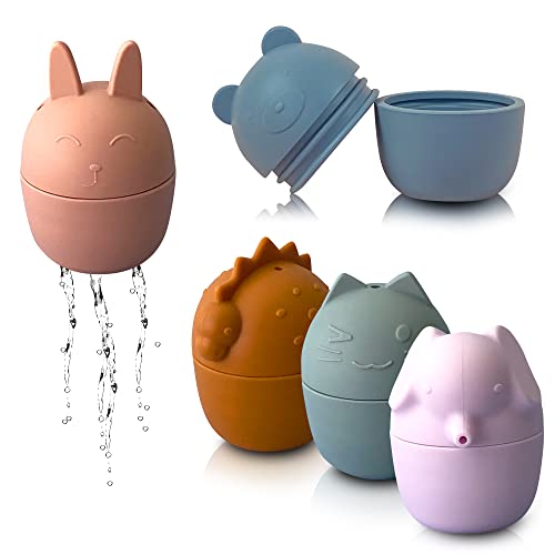 Image of Tate + Jane - Silicone Mold Free Animal Bath Toys for Toddler, Easy Open to Clean, Pool Toy for Baby and Kids, No Mold Bathtub Shower Accessories, Squirt Toys for Toddlers and Infants Play Time 5pc