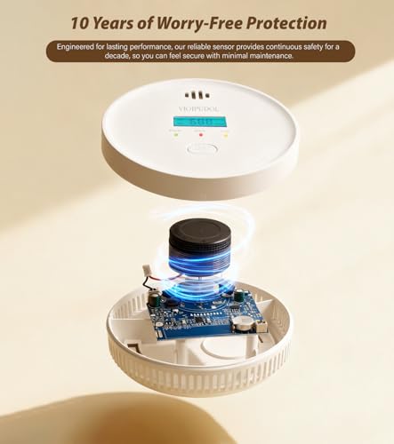 Image of Smoke and Carbon Monoxide Detector with Digital Display, 10-Year Lifespan with Replaceable Lithium Battery, Photoelectric Fire Alarm and Electrochemical CO Alarm with Test /Silence Button, 3 Pack