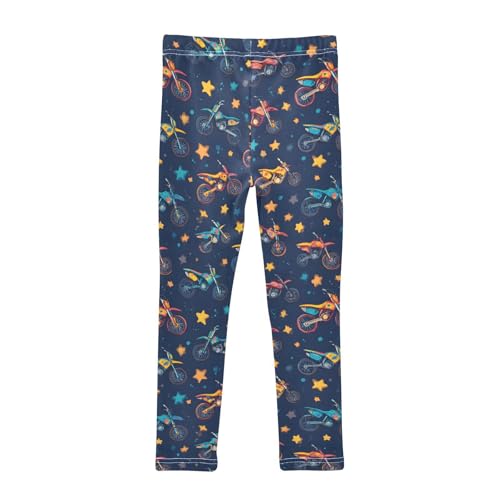 Cartoon Motorcycle Stars Girls Leggings Ultra Soft Compression Yoga Gym Pants for Kids 4-10T2