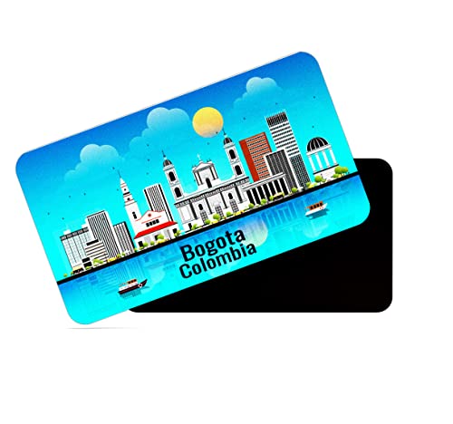 Image of dhcrafts Rectangular Rubber Fridge Magnet /Magnetic Card Blue Colombia Bogota Design Pack of 1 (8.6cm x 5.4cm)