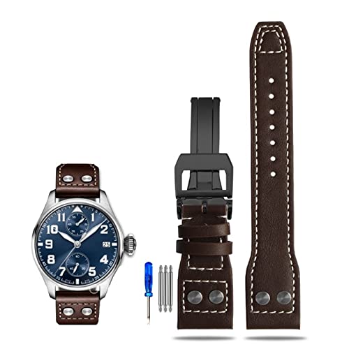 Bracelet montre pilote en cuir à rivets style IWC de haute qualité