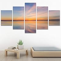 SIGNWIN 5 Panel Canvas Wall Art Skyline Sunset for Home Decorations Ready to Hang - 60