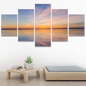 SIGNWIN 5 Panel Canvas Wall Art Skyline Sunset...