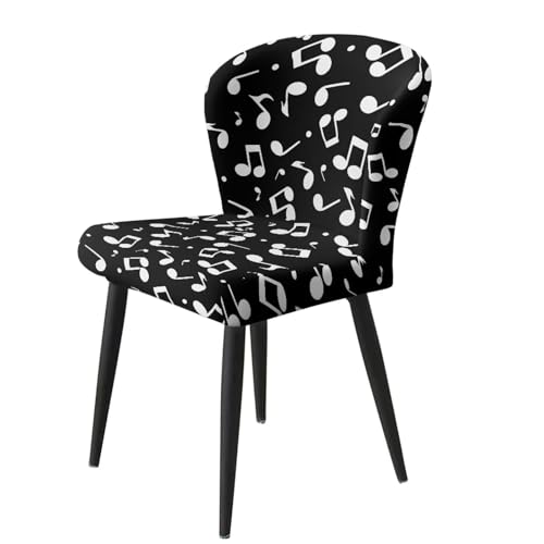 Image of Bar Stool Covers with Backs Dining Room Square Swivel Barstool Chair Seat Set of 2 Music Note Black Non-Slip Counter Height Chair Covers