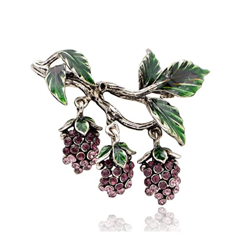 Bijoux vintage raisin en émail et cristaux brillants de haute qualité