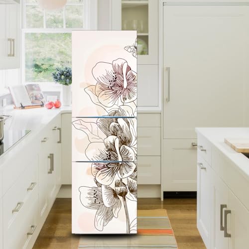 MYXJX Pegatinas para frigorífico, pegatinas para nevera, cubiertas de puerta completa, cubiertas de frigorífico, decoración, pieles de congelador, pegatinas de pared para cocina, flores artificiales