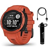 Garmin Instinct 2S GPS Smaller-Sized Rugged Outdoor Smartwatch, Poppy with Corning Gorilla Glass,...