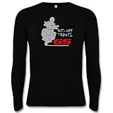 Kragenform: Rundkragen BurnTheBeans Design für BMW GS 1200 Fans Boxer Motor T-Shirt S - 5XL + Langarm, Schwarzes Longsleeve T-Shirt, 3XL