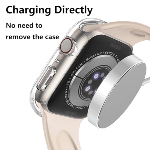 Image of HANKN 2 Pack Hard Case for Apple Watch Series 11 /10 42mm Tempered Glass Screen Protector Case, Full Coverage Shockproof Iwatch Bumper Cover (42mm, Clear x 2)