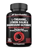 SS Sport Supplies L-Theanine Green Tea Extract with Added Lemon Balm Extract and Chelated Magnesium Glycinate - Derived from Green Tea Leaves - Sleep & Relaxation Support - Mental Clarity