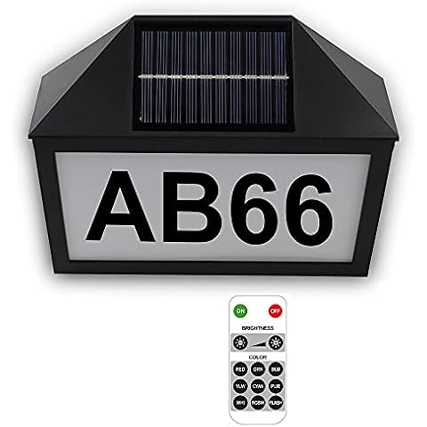 comboss Solar Door Number Sign, 3 LED Auto On/Off Address Number Light for Home Garden, Customized Letter & Number Cover