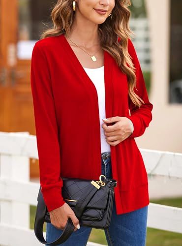 Image of Womens Casual Lightweight Long Sleeve Cardigan Flowy Soft Open Front Knit Cardigan Sweaters