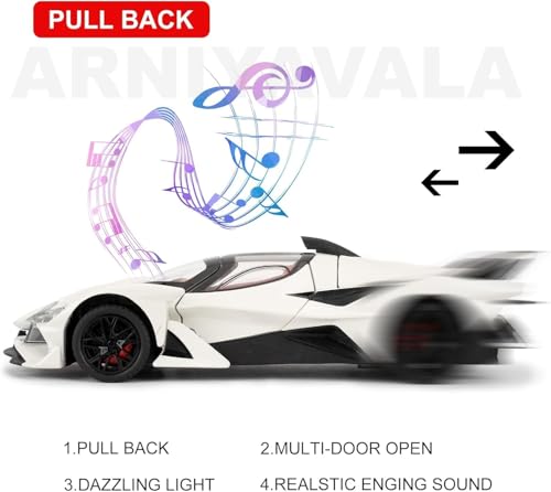 Image of 1 /24 Apollo EVO Alloy Car Model Pull Back Function with Realistic Sound & Bright LED Lights Perfect Toy Car for Kids & Collectors (White)