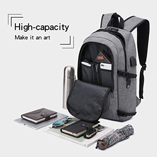 Wenig Laptop Backpack,Business Travel Anti Theft Backpack For Men Women With Usb Charging Port,Slim Durable Water Resistant Computer Backpack Fits 15.6 Inch Laptop Notebook,Grey thumb #2