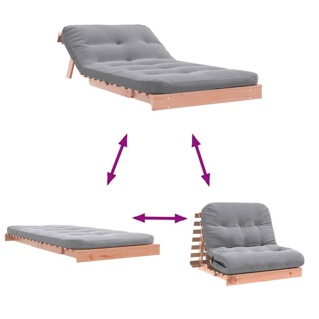 vidaXL Canapé-lit Futon avec Matelas 100x206x11 cm en Bois Massif Douglas, Futon Japonais, Lit de Sol