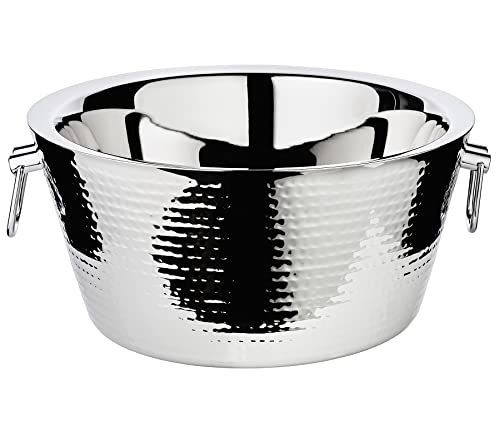 Edzard Secchiello per Champagne Ontario, Acciaio pregiato, a Doppie pareti, martellato all'Esterno, Ø 38 cm, Altezza 18 cm, Secchiello Perfetto per Vino, Spumante, Minimo 8 Ore di Isolamento