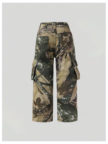 SOLY HUX Toddler Girl's Y2K Wide Leg Camo Pants Streetwear Cargo Jeans Casual Denim Pants2