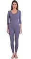 Selfcare Women Solid Cotton Blend Round Neck Blue Thermal Set (SW0554-XL)