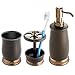 mDesign Metal Bath Accessory Set, Soap Dispenser, Toothbrush Holder, Tumbler - 3 Pieces, Two-Tone Bronze