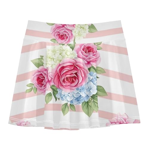 Joisal Athletic Shorts Girls Skorts Bouquets Pink Toddlers Tennis Skirts Pink Cute School 3t2
