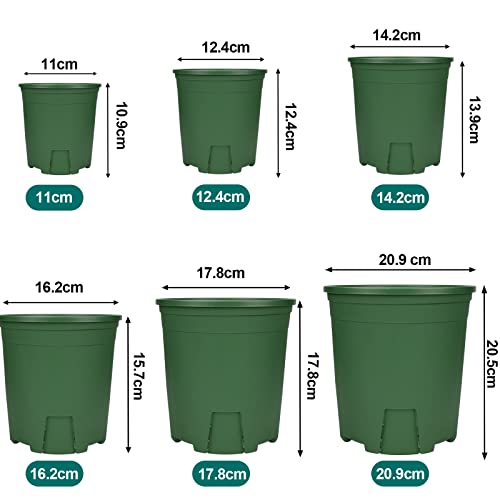 Image of Muzihra 14.2cm Plastic Plant Pot Pack of 10, Root-Control Nursery Seedling Planter Decorative Garden Flower Pot Container Green for Indoor Outdoor Bonsai Plants - Green