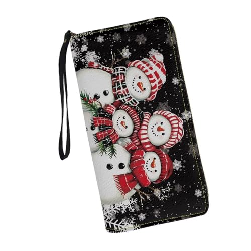 Image of Bulopur Christmas Snowman Wallet for Women Waterproof Wristlet Wallet Purse RFID Envelope Long Wallets PU Leather Travel Passport Holder Christmas Gifts for Ladies