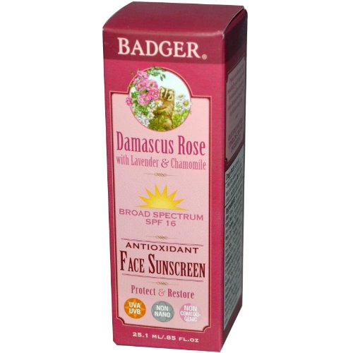 Badger SPF 16 Face Sunscreen Lotion - Damascus Rose .85 fl oz
