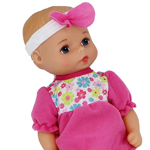 Muñeca Baby Softina clásica con jumper rosa y diadema miniatura 4