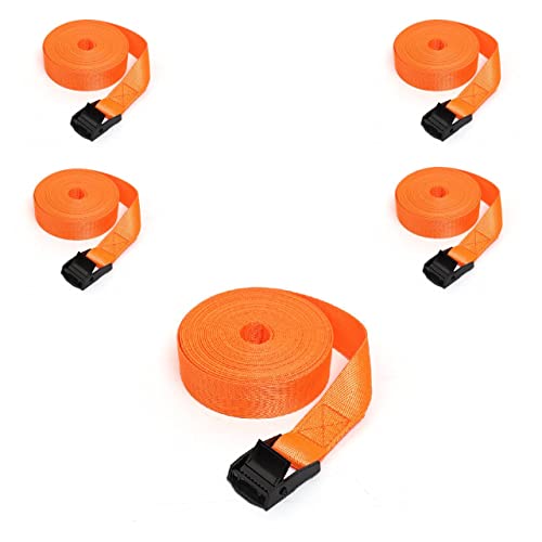 Utopiashi Lot 4 sangles serrage avec fermeture à cliquet 6 m x 25 mm, sangles serrage vélo, courtes, sangles d'arrimage réglables diable, moto, camion, porte-vélos, kayak Sup, bagages Taille Unique Cover