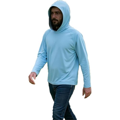 2-in-1 Cooling Mosquito Jacket with Hood for Men & Women - UPF 50+ Sun Protection with Adjustable Face Mesh Long Sleeve Mesh Net Bug Hoodie Lightweight & Breathable for Hiking Camping Fishing