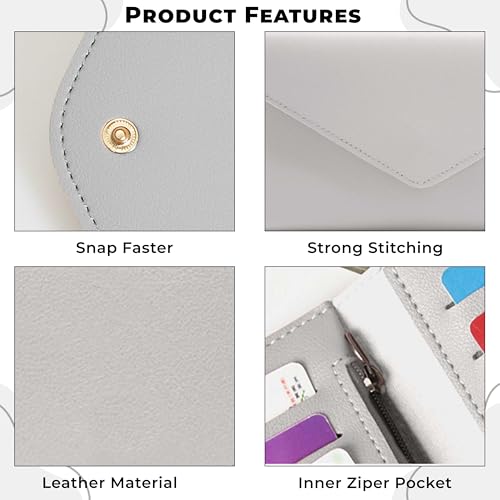 Image of Kraptick Women's Wallet -Stylish and Compact Purse Clutch Wallet for Women, Stylish Card Coin Holder, Debit Card Holder, Money Organizer and Travel Wallet for Women with 13 Slots (Light Gray)