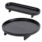 FERAHI Decorative Trays for Home Decor, 2 Pcs Black Tray for Coffee Table, Round Wood Serving Tray,