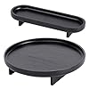 Black Decorative Trays 2 Pcs Black Trays for Coffee Table Black Round Wood Tray Black Tray for Bathroom Black Vanity Tray Wood Riser for Kitchen Black Coffee Table Tray Decor 12 Inches