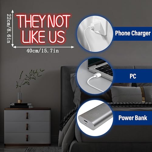Image of They Not Like US Neon Sign, Dimmable LED PgLang Music Neon Signs for Wall Decor, Christmas Ornamentm Black Culture Neon Light Kids Wall Art Room Bedroom Birthday Gift(15.7 * 8.6 In)
