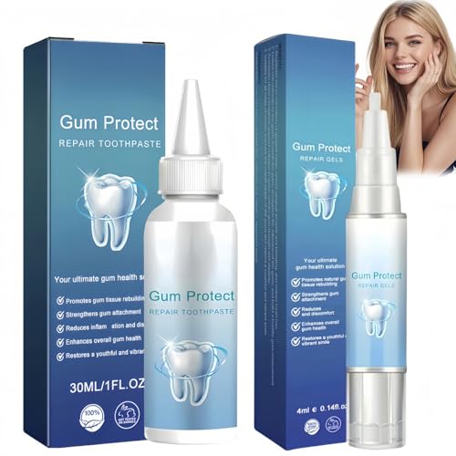 2PCS Gum Repair Gel Natural Toothpaste Nursing Gum Disease Treatment for Adults Gu/m Protect Repair Gel for Receding Gums Instant Whitening Effect Bad Breath Treatment Pain Relief Oral Care