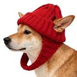 Cálida para Cabeza De Cachorro De Ganchillo - Redecilla Tejida De 19,68 Pulgadas | Gorro De Invierno para Perros con Orificios para Las Orejas, Capucha De Lana Suave para Mascotas, Gorro Térmico