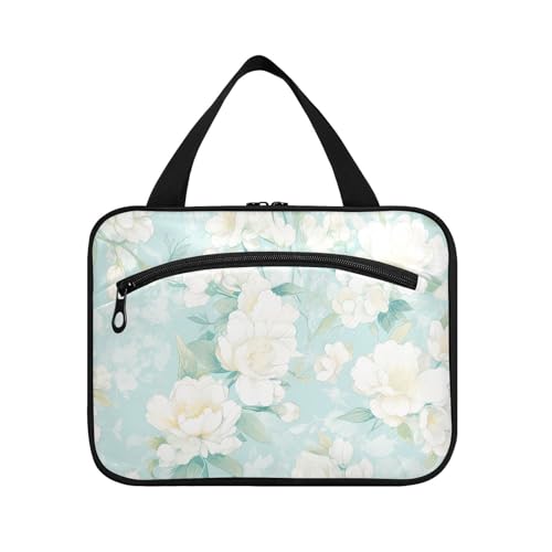 Bolsas de aseo colgantes para hombre, diseño de dibujos animados, color verde menta y verde menta, con gancho, bolsa compacta de diseño para el cuidado de la piel para artículos esenciales de viaje