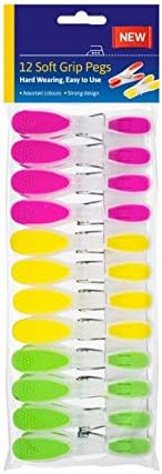 SHINE Soft comfort grip washing laundry pegs in pastel colours pack of 12