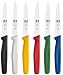 6-Piece Serrated Paring Knife Set. Great For All Kind of Kitchen Prep work, Like Chopping Mincing Dicing. Set Includes One Red, Blue, Yellow, Green,Black and White knives. By ICEL - Light 'n' Mighty
