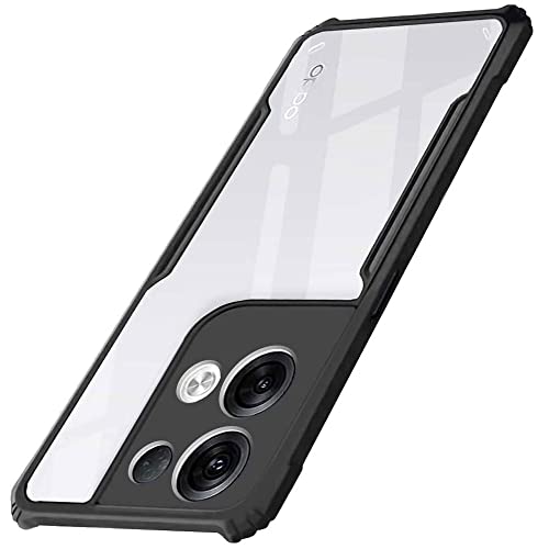 Image of WOW IMAGINE Shock Proof Clear Protective Back Case for Oppo Reno 8 - AirEDGE Technology | 360 Degree Camera Protection | Transparent Hybrid Back Case Mobile Cover - Black