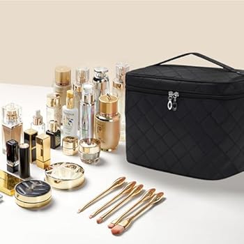 Balakaka make-up tas 3 stuks draagbare waterdichte make-up organizer tas, draagbare reiscosmetische tas reizen make-up etui waterdichte toilettassen voor vrouwen en meisjes, Zwart