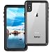 Temdan (Upgraded) iPhone X Waterproof Case, iPhone X Wireless Charging Case Full-body Protected with Built-in Screen Protector & Kickstand Underwater Case for iPhone X (Black/Clear)