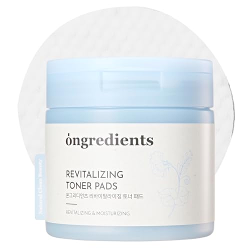 ONGREDIENTS Revitalizing Toner Pads | Dual-Textured Pad Sheets | Niacinamide, Panthenol, Butterfly Pea Extract, For Toning and Gentle Exfoliation, All Skin Types | Vegan, Korean Skin Care (60 Pads)