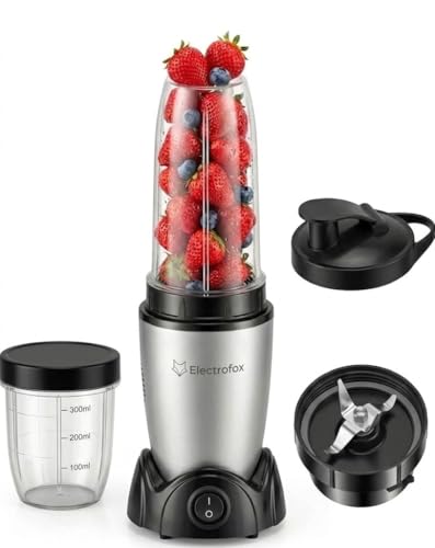 Image of Electrofox Blendo+ 2 Jar Bullet Nutri 750 W Juicer Mixer Grinder For Smoothies, Juice and Protein Shake (2 Jar Blender Nutri | 2 Jars | Silver) 2 Year Warranty