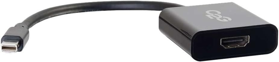 C2G Mini Display Port Adapter, 4K, Display Port to HDMI, Male to Female, Active, Black, 8 inches, Cables to Go 54307