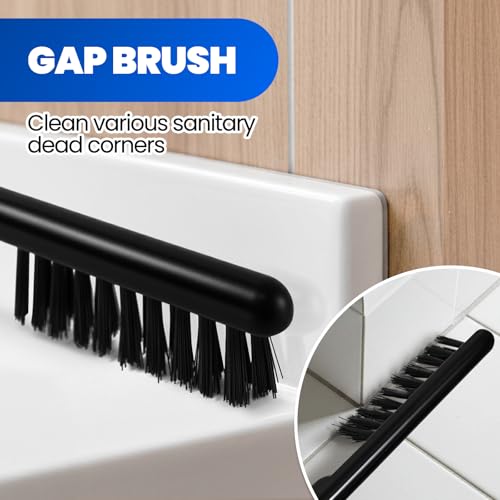 Denvlex 4-Piece Toilet Brush and Plunger Set, Extended Handle Plunger,Toilet Bowl Brush Plunger Set,Bathroom Cleaning Tools,Cleaning Brush,Cleaning Supplies,Toilet Brush Plunger Combo,Black(20inch)